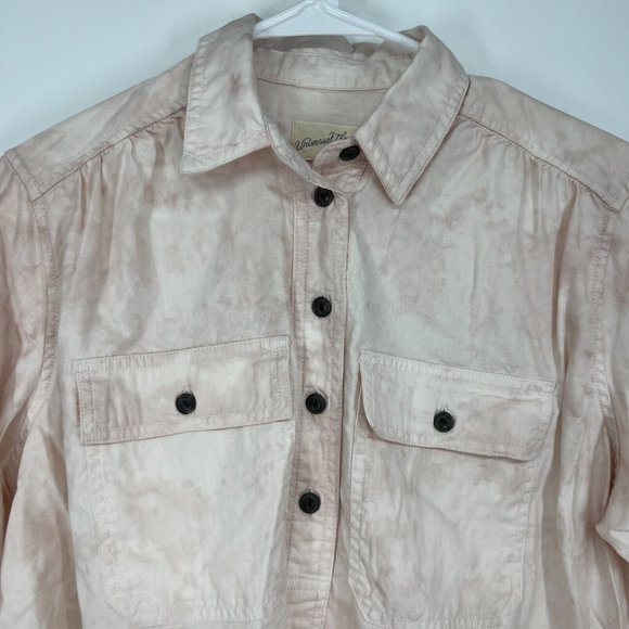 Universal Thread Shirt Pink Tie Dye Popover Button Down Long Sleeve - Picture 3 of 11